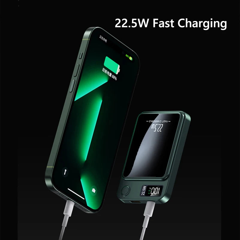 100000mAh Wireless Magnetic Power Bank Super Fast Charging Ultra High Capacity Digital External Battery Power Bank For Iphone 16